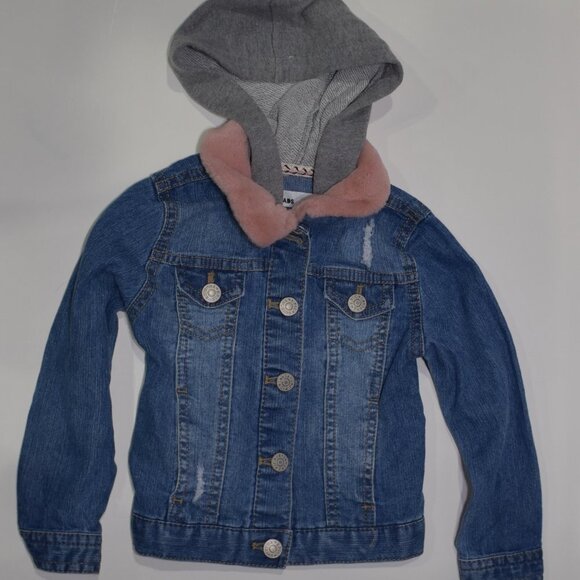 Girls Denim Jacket Hooded Size 3T Fur Collar - Picture 4 of 15